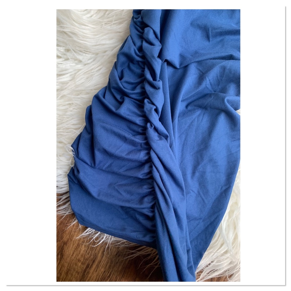 Capella Ruched Fitted Spaghetti Strap Dress Pull On Blue Size Small New With Tag - Picture 3 of 6
